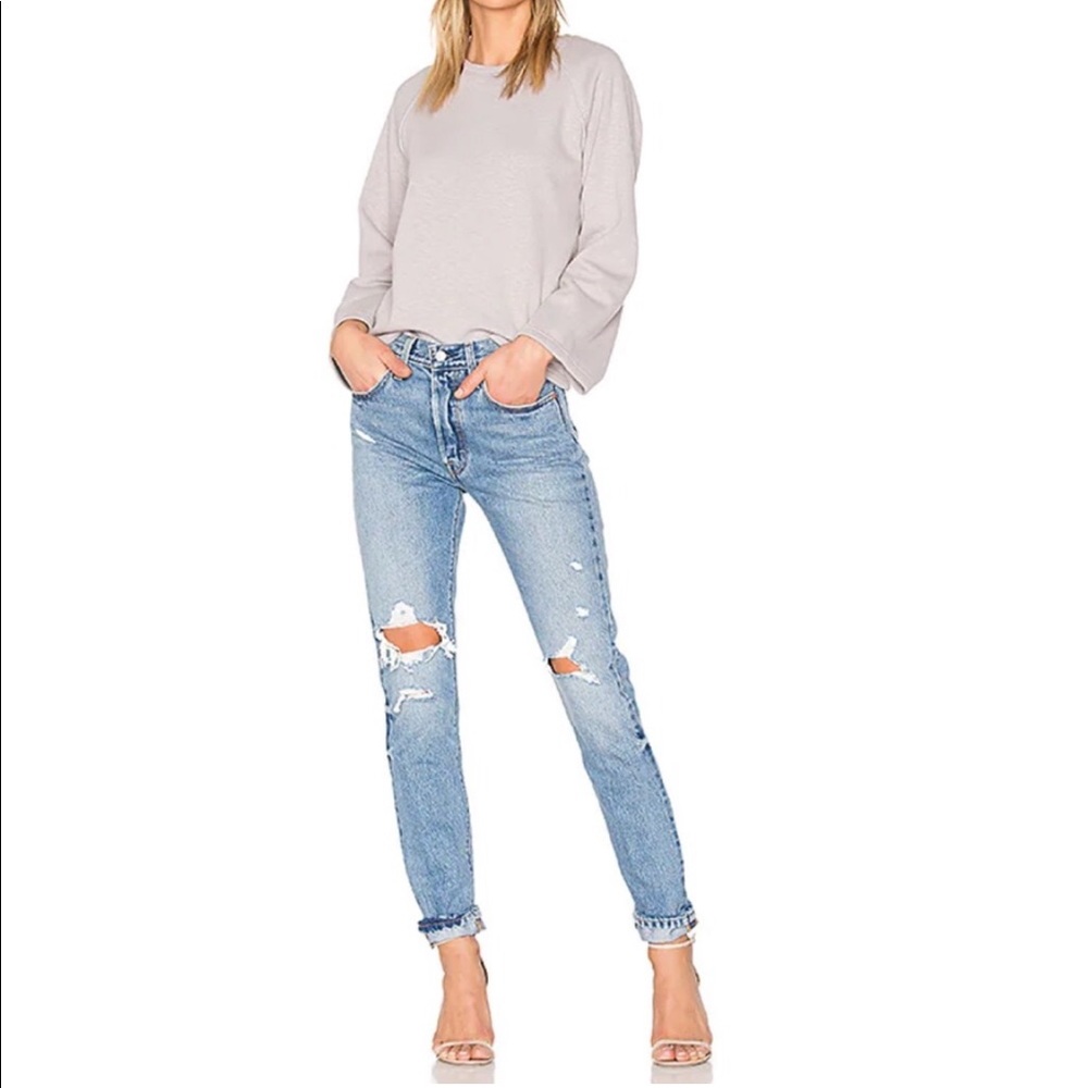 Levi’s 501 ripped high rise jeans